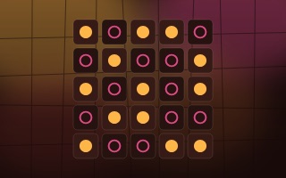Vignette Takuzu : le motif du jeu sur fond de vitrail chaud.